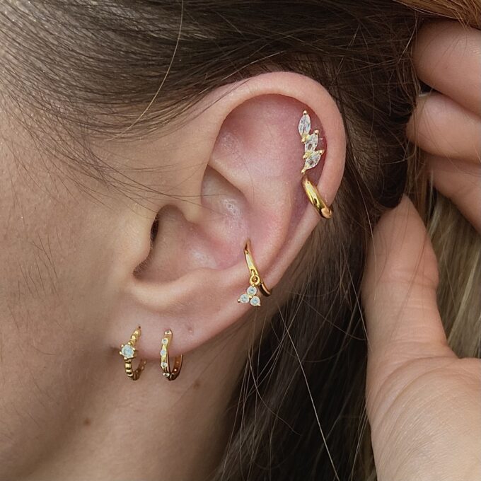 piercing; kolczyki kółka; kolczyki piercing; helix, conch; lobe; upper lobe;