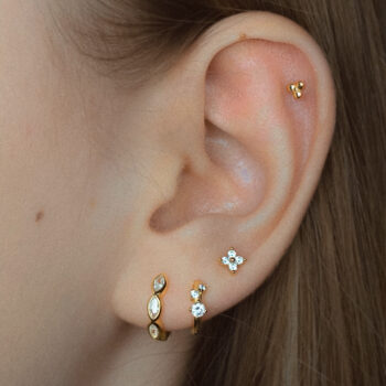 kolczyk do piercingu ucha srebrny pozłacany z cyrkonią, kolczyki koła złote z cyrkonią, kolczyki koła pozłacane z cyrkonią