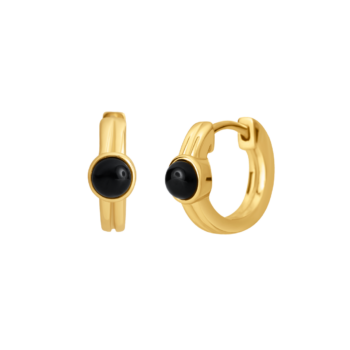 kolczyki koła złote z czarną cyrkonią, kolczyki koła pozłacane z cyrkonią